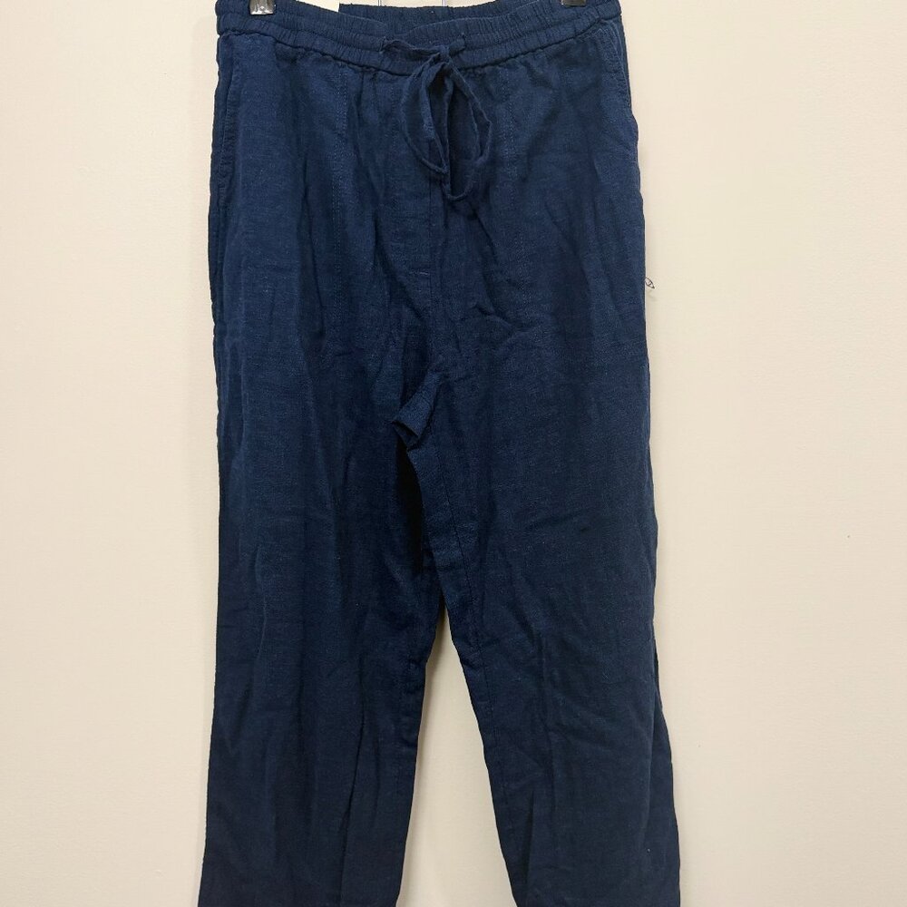 Banana Republic NAVY BLUE Tapered LINEN Blend Ankle Pull On Pants - SMALL - NWT